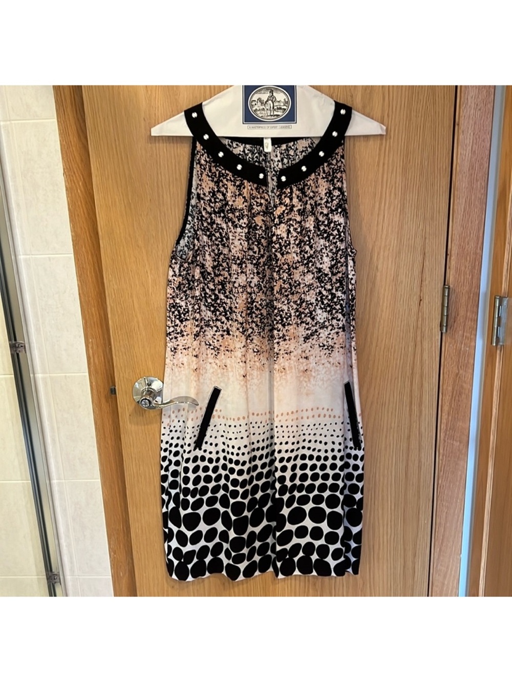 Lilla Lane by Ann Katrin Sleeveless Black & Blush Ombre Polka Dot Dress Like New